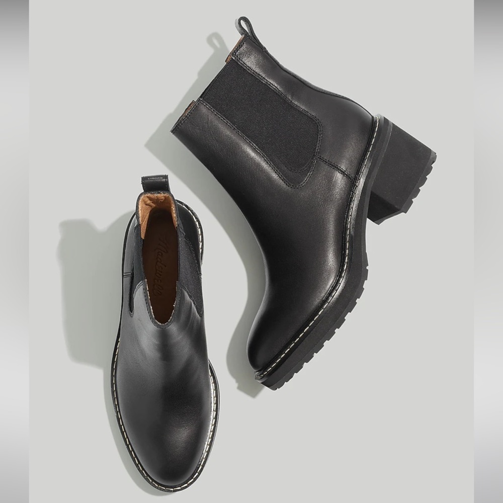 New! Madewell the carina platform Chelsea boots black leather